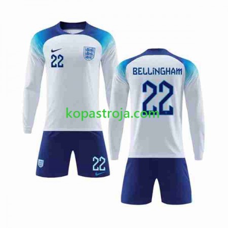 Billiga Fotbollströjor England Bellingham 22 Barn Hemma tröja WM 2022 Långärmad